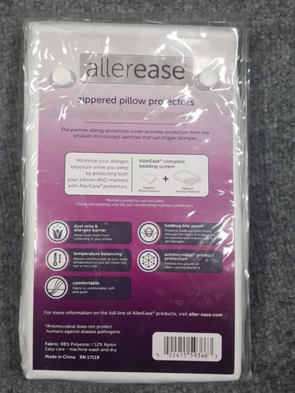 Allerease 4-Pack Zippered Pillow Protectors Standard/Queen - Picture 2 of 2
